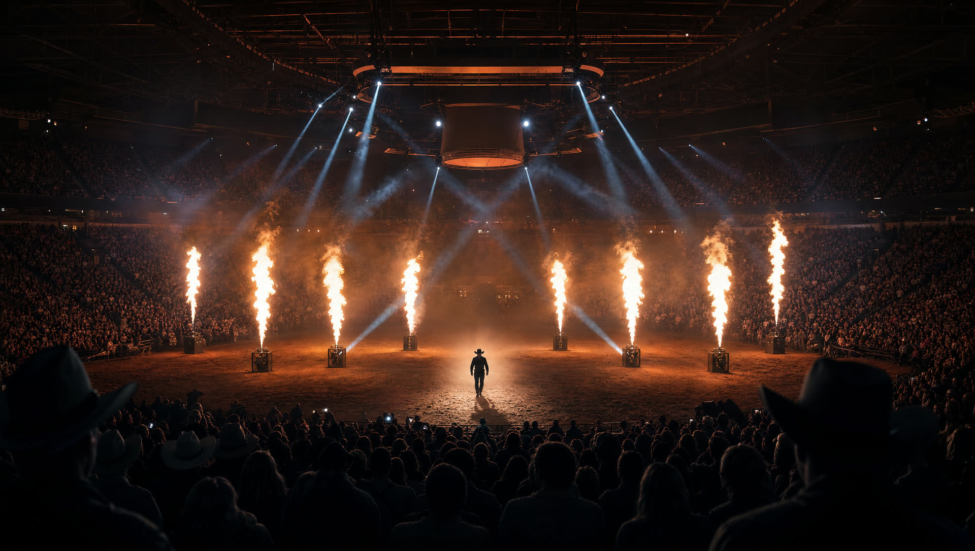 Arena-scale pyro and lighting
